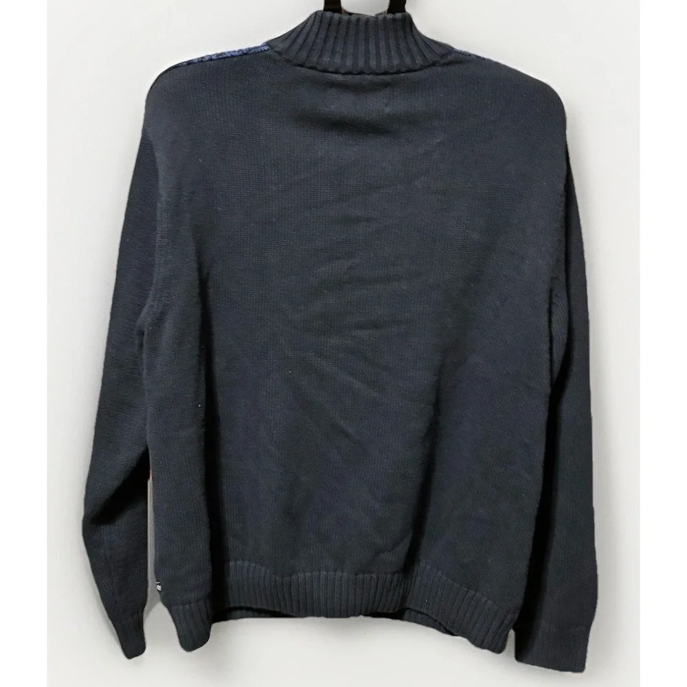 CHAPS Mens Fair Isle Sweater Size XL Blue‎ Henley Pullover 100% Cotton
